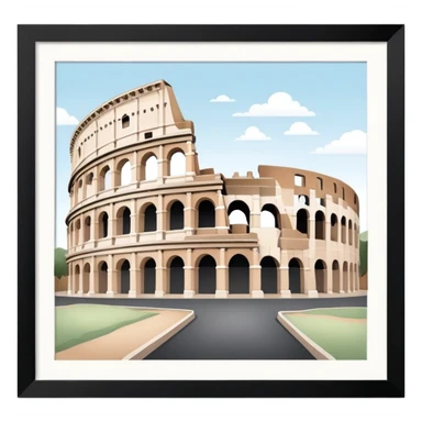 Colosseum in Rome with soft muted colors, not bright sticker