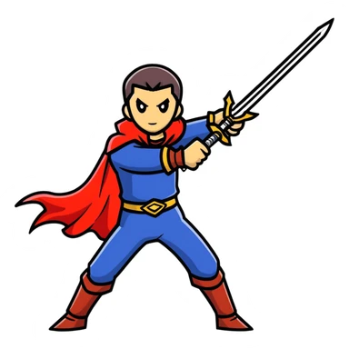 duelist with cape and sword ready to fight sticker