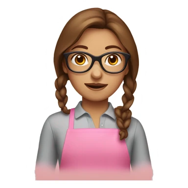 girl with brown hair and pink glasses baking  sticker