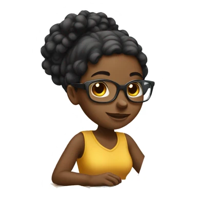 Black girl studying with laptop sticker