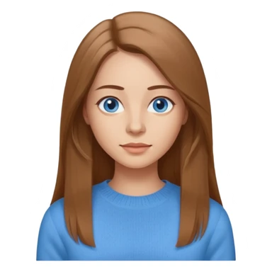 a woman, 30 years old, light skin with medium brown straight hair, long hair. blue eyes. No eyeglasses. hair in middle part. sticker
