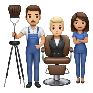 Hispanic hairstylist standing behind stylist chair sticker