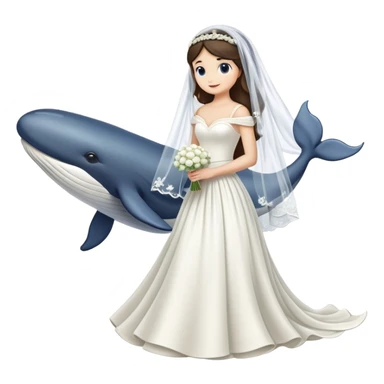 Whale in a wedding dress and veil sticker