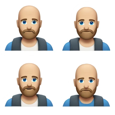 bald man with blue eyes, beard and pony tail sticker