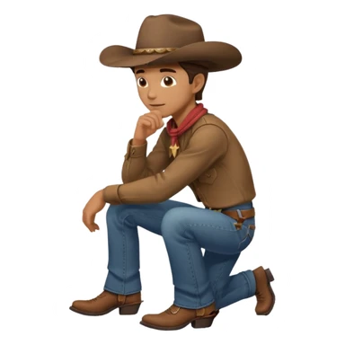 side profile of cowboy leaning on knees sticker