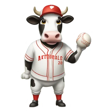 Cow playing baseball sticker