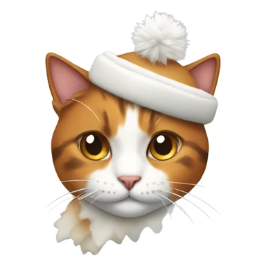 Calico cat wearing a snow hat sticker