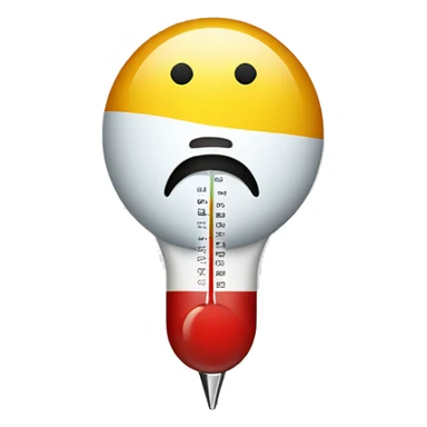 emoticon with a thermometer in its mouth sticker