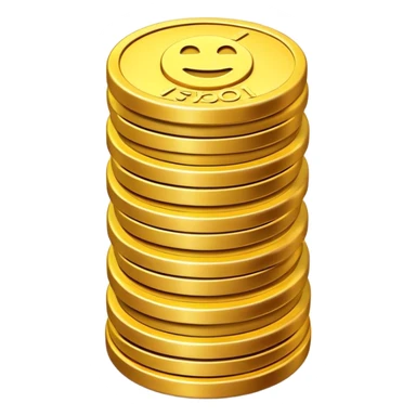 Clash of Clans aesthetic: Cinematic Playful Pixel 3D Coin Stack Portrait Emoji, rendered in a 3D vector-style similar to standard emojis with minimal shading and bold, simplified shapes. A compact, distinct form with signature details, softly glowing with a pixelated adventure charm. Simplified yet unmistakably iconic, highly detailed and consistent, glowing with a soft radiance and high shine. Stylized with a touch of classic pixel-art charm and a soft glowing outline, capturing the essence of a beloved gaming relic with a friendly, playful manner! sticker