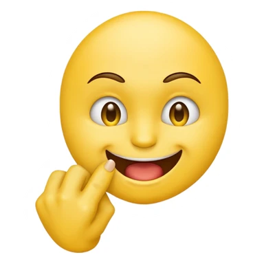 yellow emoji biting pointer finger with a smirky face  sticker