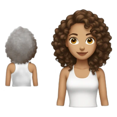 mid-twenties girl with brunette curly hair. Similar to Alicia Keys. sticker