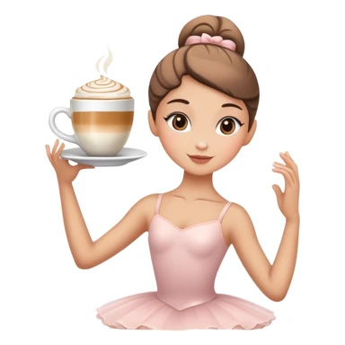 Ballerina with a cappucino cup as a head sticker
