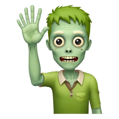 friendly green zombie waving hand saying hello sticker