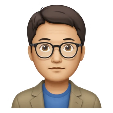 안경을 낀 40대 표준 체격의 한국인 남성, 머리가 짧음 sticker