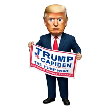 Trump holding campaign poster sticker