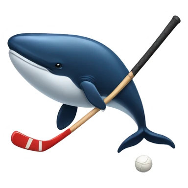A whale holding a hockey stick sticker