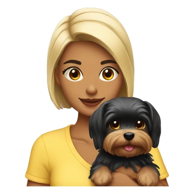 Chica morena paseando con dos yorkshire terrier negros sticker