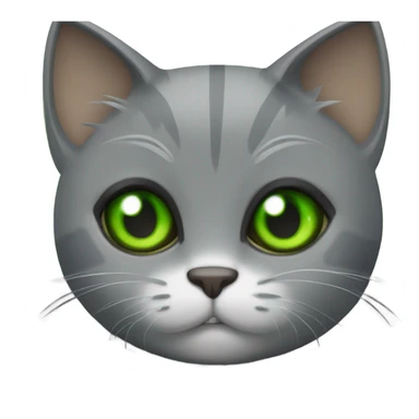 Grey cat with green eyes and Batman costume sticker