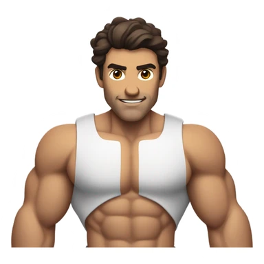 a muscular greek body goal guy flexing no moustache or beard and wavy dark brown hair  sticker