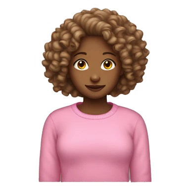 Girl with curly hair and a pink crewneck sweater sticker