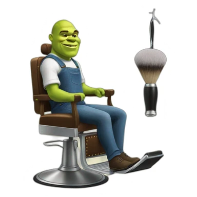 Shrek on chair and barber sticker