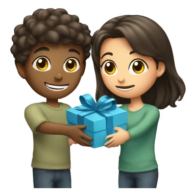 A boy gives a gift to a girl sticker