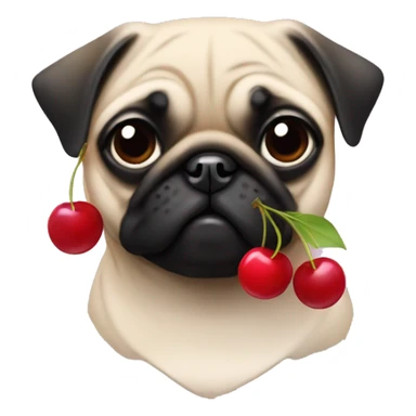Female pug with cherry earrings  sticker