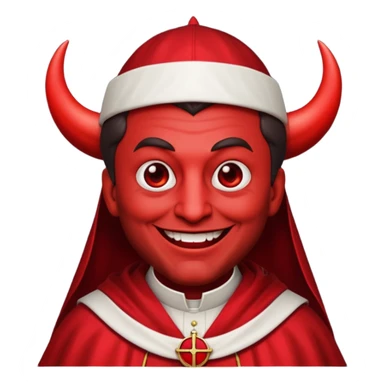 Papa Satanico emoji in apple style, sinister smile, papal robes, dark theatrical look sticker