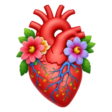 Anatomical hart with flowers sticker