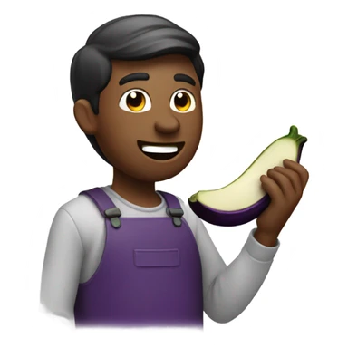 man eating eggplant sticker