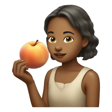 girl eating a peach sticker
