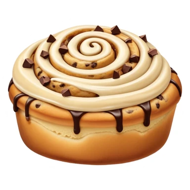 Cinnamon roll topped with cookie dough scoop sticker