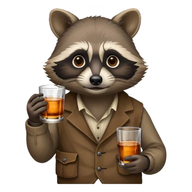 Hobo raccoon with glass of whiskey sticker