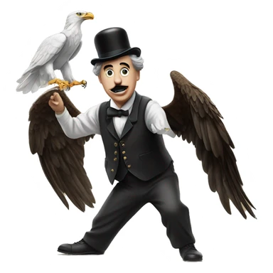 Charlie Chaplin rinding an eagle sticker