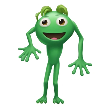 A blind green monster with long arms and long body and short legs sticker