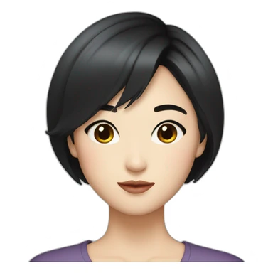 Japanese female with short black hair natural make up sticker