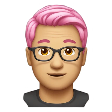spectacle-pinkhair-middleage-man-japanese sticker