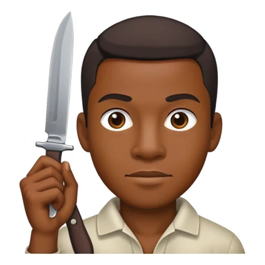 black man holding knife sticker