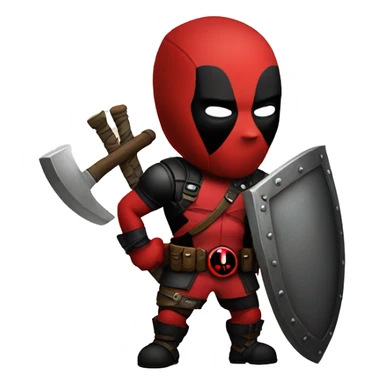 Deadpool holding Viking shield sticker