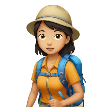 Hiking Asian girl  sticker