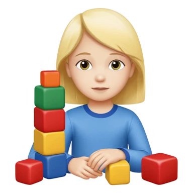 child stacking colorful blocks sticker
