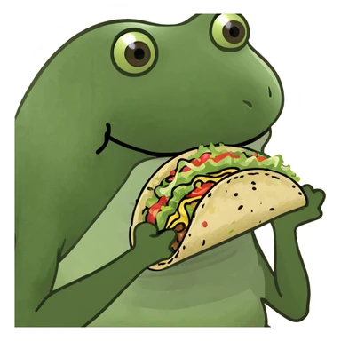 Frog eating tac they have a Pilates instructoro sticker