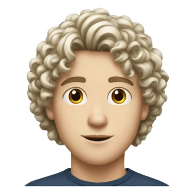 young white European guy with a straight nose and curly black hairs sticker