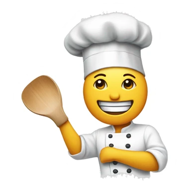 Smiley wearing a chef's hat, cooking with two hands sticker