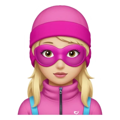 blonde girl wearing pink ski mask with pretty eyelashes  sticker