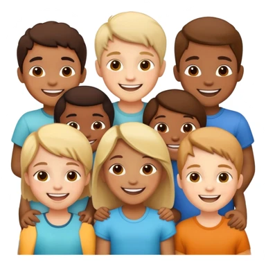 group of children standing together, fun and supportive sticker