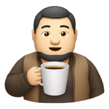 fat asian man with coffee sticker