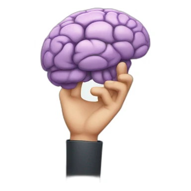 man holding brain in his hand sticker