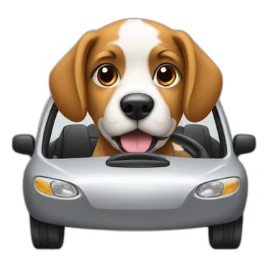 dog driving a car sticker