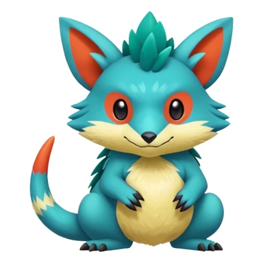 Cozy furry warm lush tropical colorful edgy exotic Fakémon-Pokémon-Vernid-creature (half body) sticker